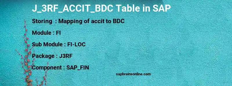SAP J_3RF_ACCIT_BDC table