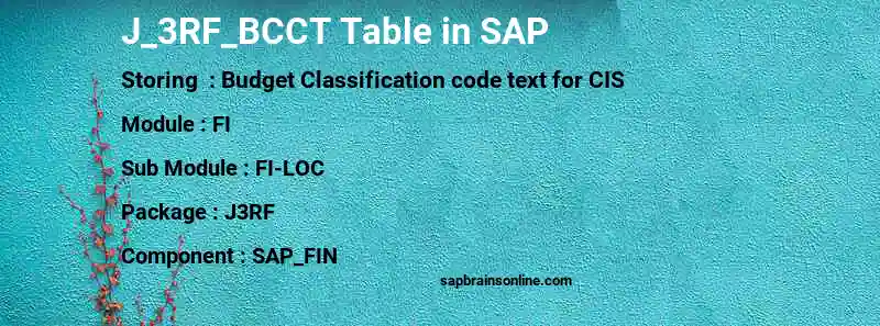 SAP J_3RF_BCCT table