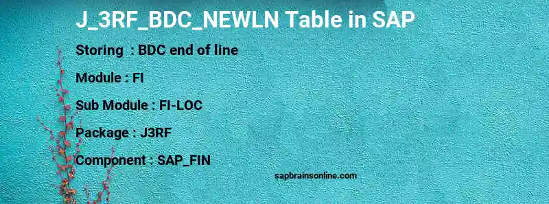 SAP J_3RF_BDC_NEWLN table