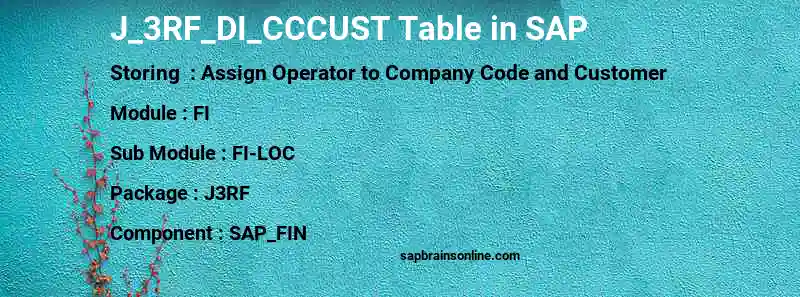 SAP J_3RF_DI_CCCUST table