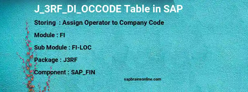 SAP J_3RF_DI_OCCODE table