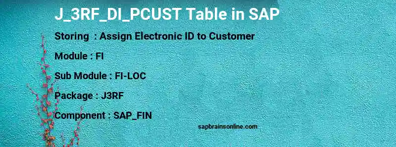 SAP J_3RF_DI_PCUST table