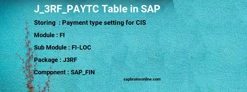 SAP J_3RF_PAYTC table