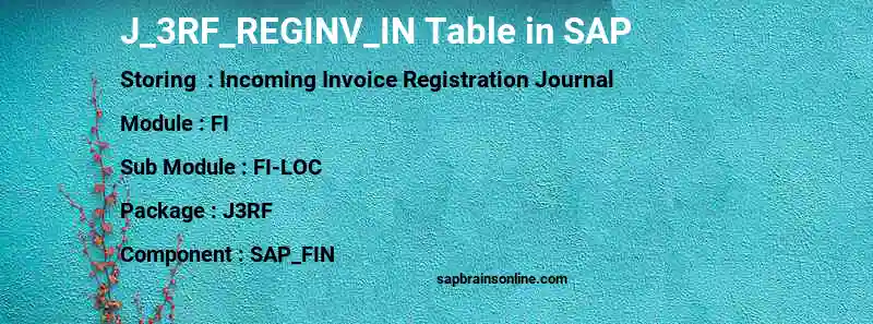SAP J_3RF_REGINV_IN table