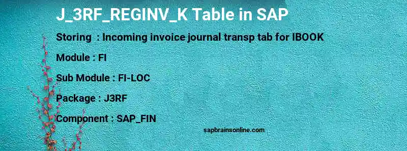 SAP J_3RF_REGINV_K table