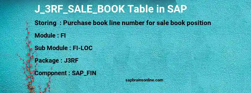SAP J_3RF_SALE_BOOK table