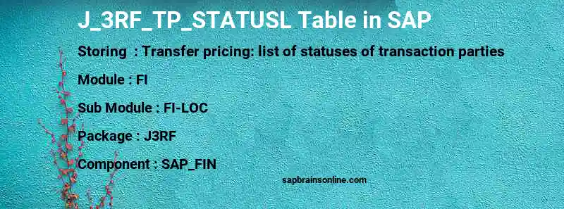 SAP J_3RF_TP_STATUSL table