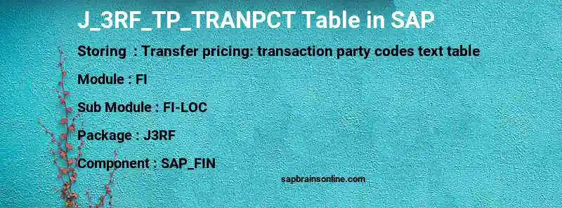 SAP J_3RF_TP_TRANPCT table