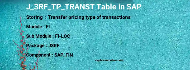 SAP J_3RF_TP_TRANST table