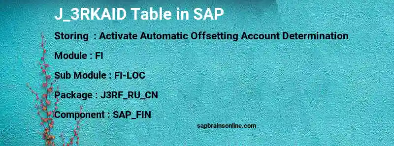 SAP J_3RKAID table