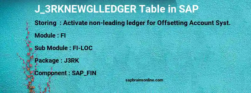 SAP J_3RKNEWGLLEDGER table