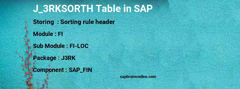 SAP J_3RKSORTH table