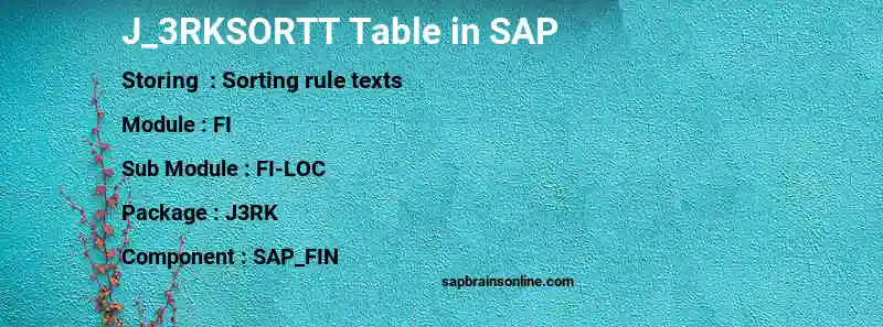 SAP J_3RKSORTT table