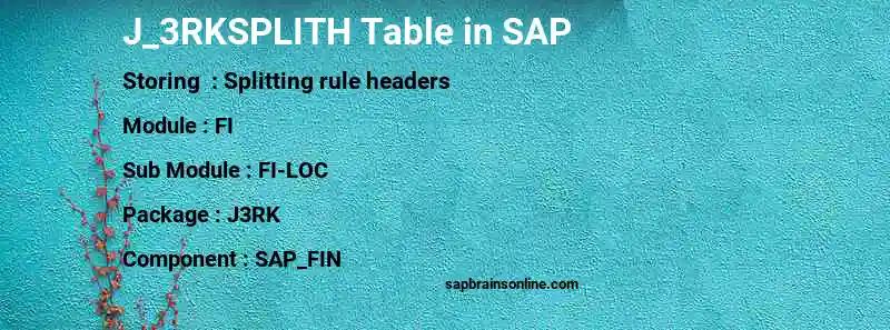 SAP J_3RKSPLITH table