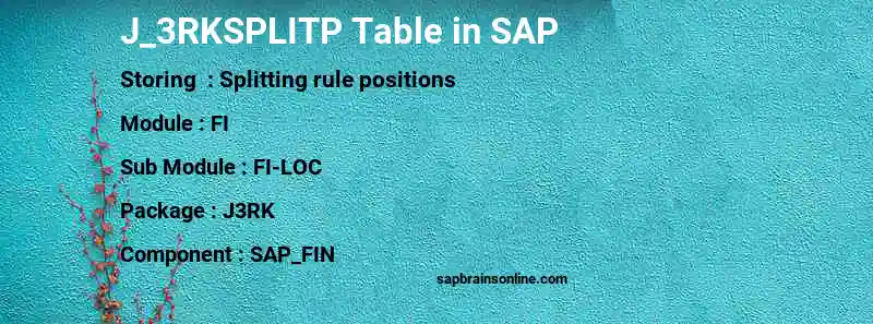 SAP J_3RKSPLITP table
