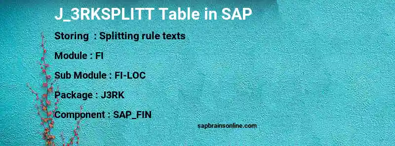SAP J_3RKSPLITT table