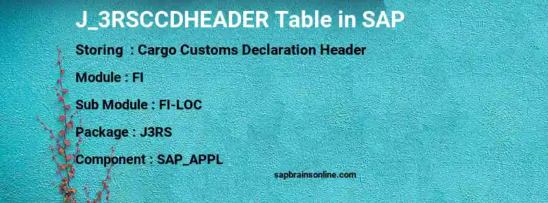 SAP J_3RSCCDHEADER table