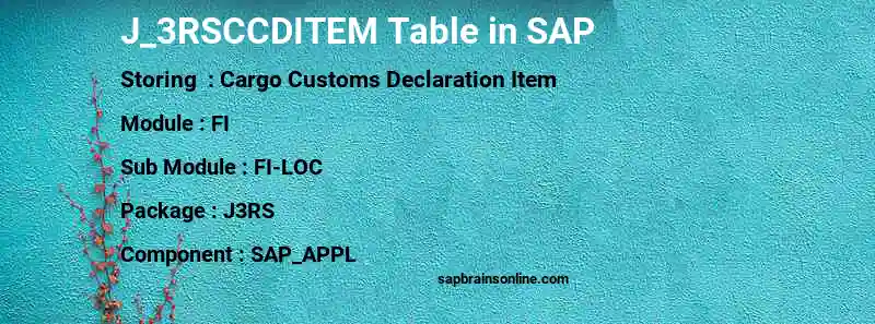 SAP J_3RSCCDITEM table