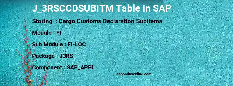 SAP J_3RSCCDSUBITM table