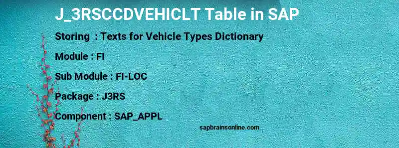 SAP J_3RSCCDVEHICLT table