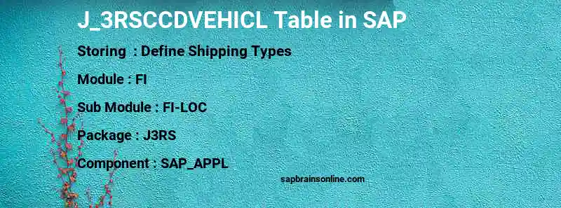 SAP J_3RSCCDVEHICL table