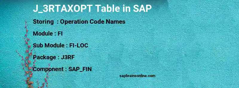 SAP J_3RTAXOPT table
