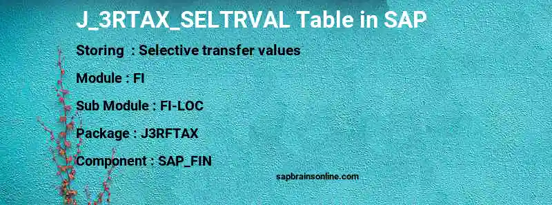 SAP J_3RTAX_SELTRVAL table