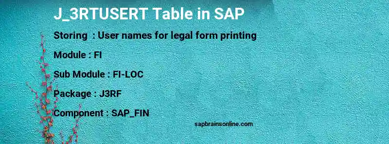 SAP J_3RTUSERT table