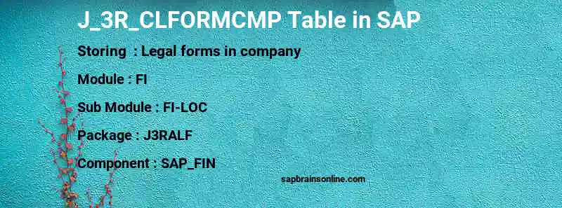 SAP J_3R_CLFORMCMP table