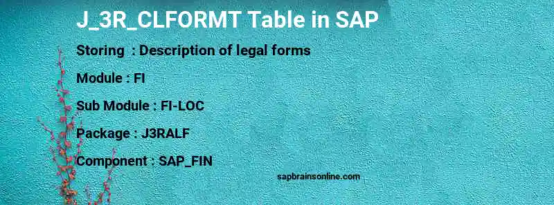 SAP J_3R_CLFORMT table