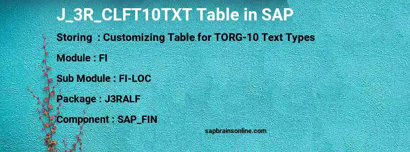SAP J_3R_CLFT10TXT table
