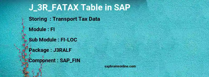 SAP J_3R_FATAX table