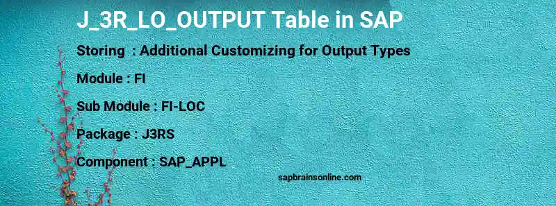 SAP J_3R_LO_OUTPUT table
