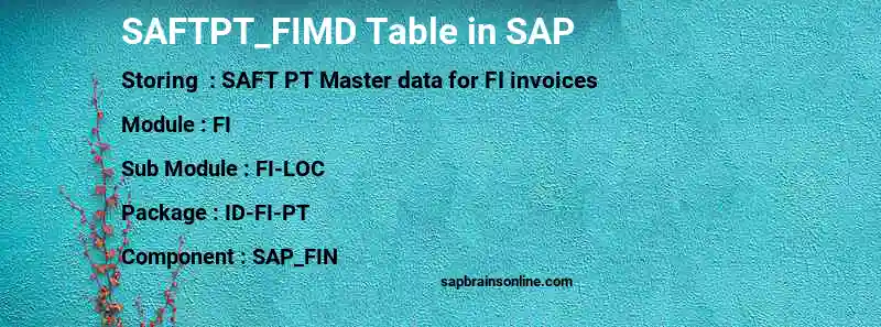SAP SAFTPT_FIMD table
