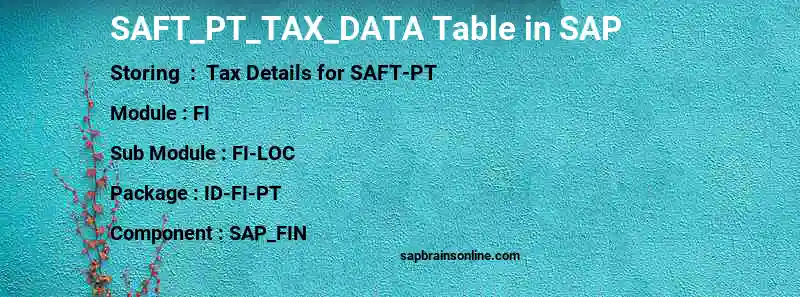 SAP SAFT_PT_TAX_DATA table