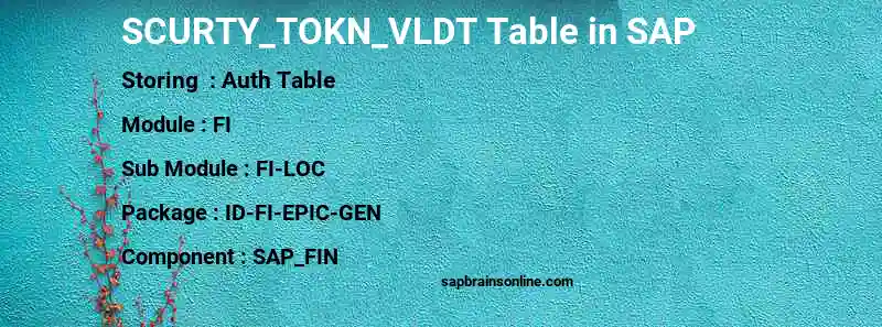 SAP SCURTY_TOKN_VLDT table