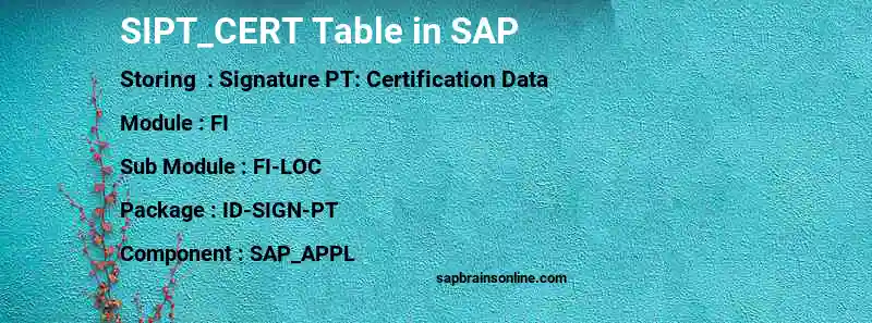 SAP SIPT_CERT table
