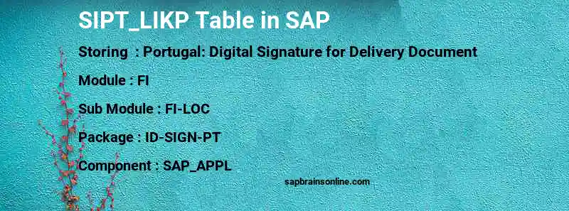 SAP SIPT_LIKP table