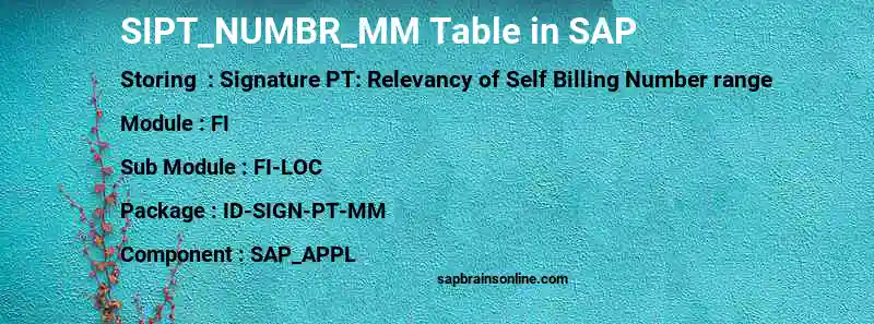 SAP SIPT_NUMBR_MM table