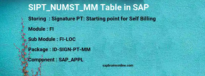 SAP SIPT_NUMST_MM table