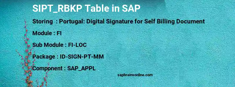 SAP SIPT_RBKP table