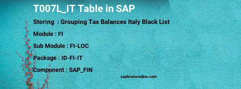 SAP T007L_IT table