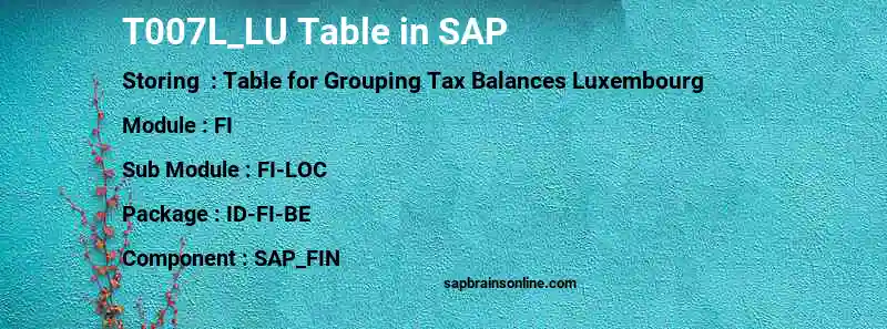 SAP T007L_LU table