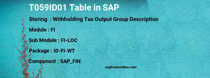 SAP T059ID01 table