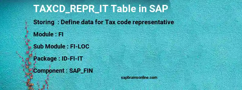 SAP TAXCD_REPR_IT table