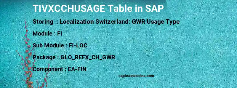 SAP TIVXCCHUSAGE table