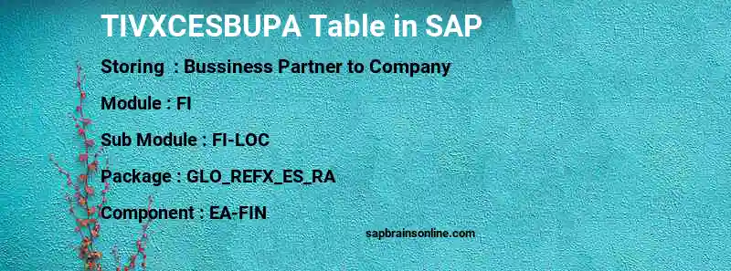 SAP TIVXCESBUPA table