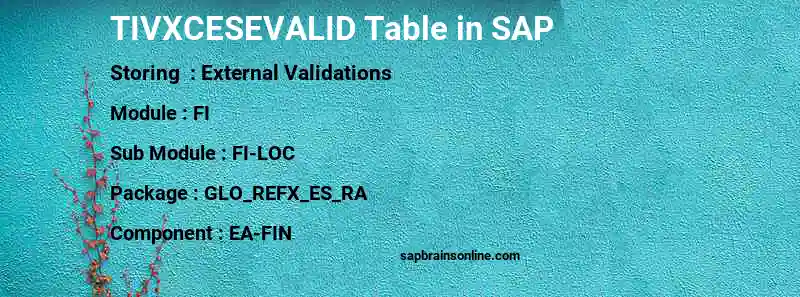 SAP TIVXCESEVALID table