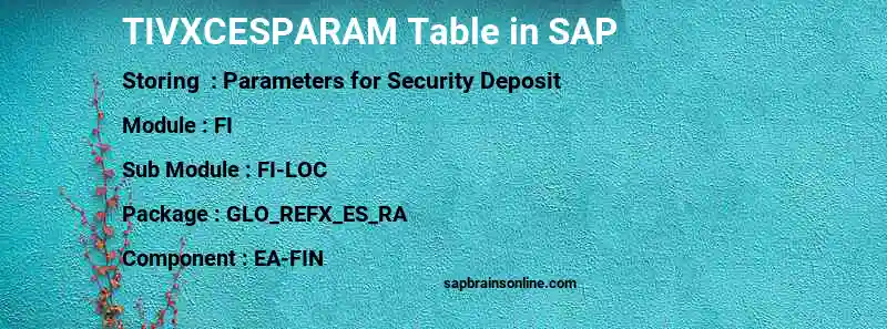 SAP TIVXCESPARAM table