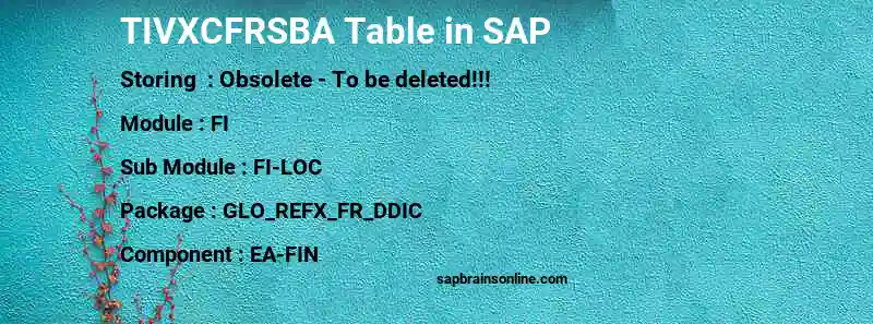 SAP TIVXCFRSBA table